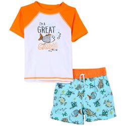 Floatimini Toddler Boys 2-pc. Great Catch Swimsuit Set