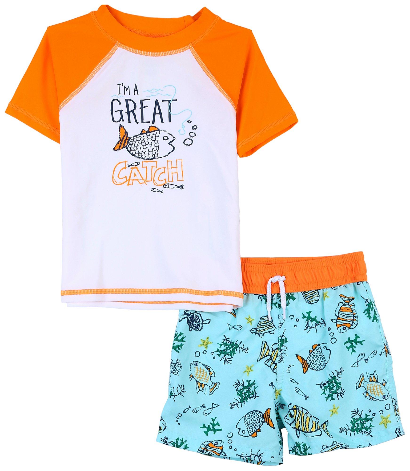 Toddler Boys 2-pc. Great Catch Swimsuit Set