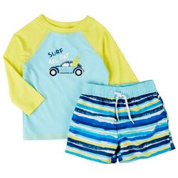 Toddler Boys 2-pc Surf All Day Rashguard Swimsuit