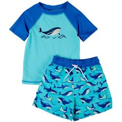 Floatimini Toddler Boys 2-pc. Whale Rashguard Swimsuit