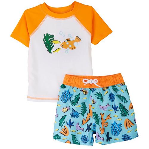 Floatimini Toddler Boys 2-pc. Fish Rashguard Swimsuit