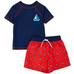 Toddler Boys 2-pc. Sailboat Rashguard Swimsuit