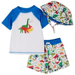 Toddler Boys 3-pc. Dino Rashguard Swimsuit