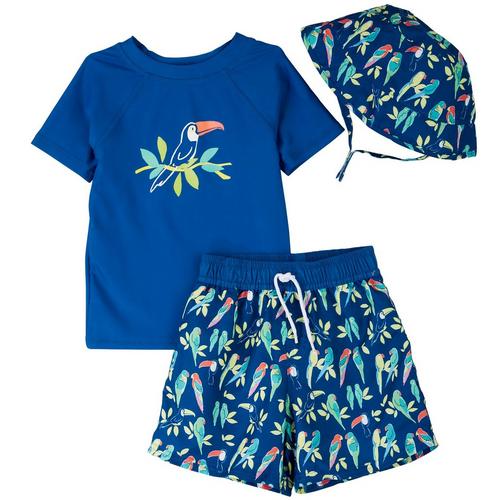 Floatimini Toddler Boys 3-pc. Birds Rashguard Swimsuit