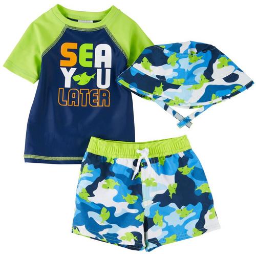 Floatimini Toddler Boys 3-pc. Sea You Rashguard Swimsuit
