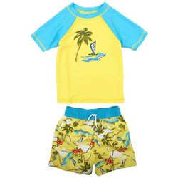 Floatimini Toddler Boys 2 Pc Tropical Shorts Swimsuit Set