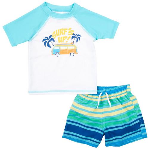 Floatimini Toddler Boys 2-pc. Surf's Up Stripe Swimsuit