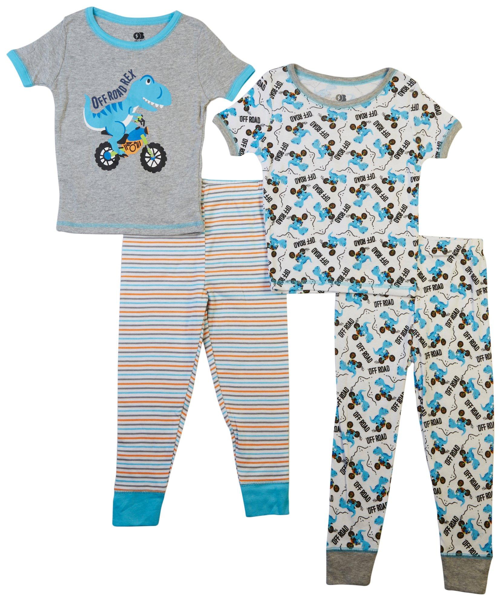 Toddler Boys 4-pc. Dino Motorcycle Mix & Match Pajama Set