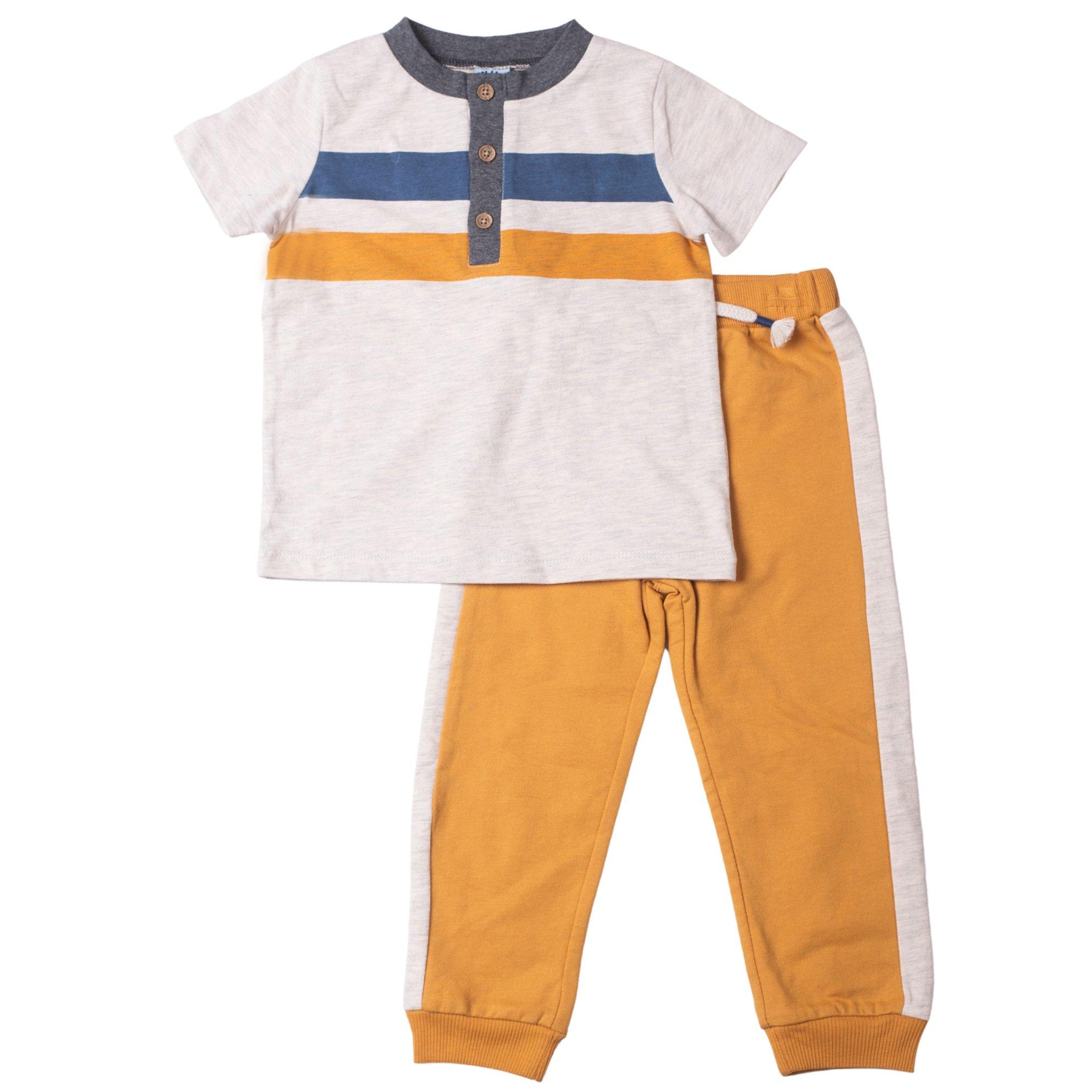 Little Lad Toddler Boys 2-Pc. Stripe Tee And