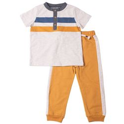 Little Lad Toddler Boys 2-Pc. Stripe Tee And Jogger Set