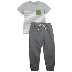 Little Lad Toddler Boys 2-Pc. Stripe Top And Jogger Set