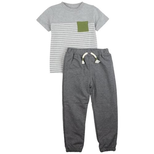 Little Lad Toddler Boys 2-Pc. Stripe Top And