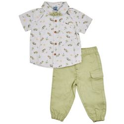 Little Lad Baby Boys 3-Pc. Woven Shirt Bow Tie Pant Set