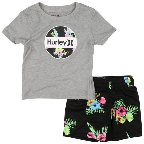 Hurley Toddler Boys 2-pc. Tropical Parrot Short Set