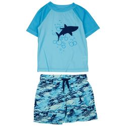 DOT & ZAZZ Toddler Boys 2 Pc Shark Shorts Swimsuit Set