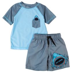 Toddler Boys 2-pc. Jaw-Some Shark Rashguard Swimsuit