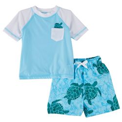 Dot & Zazz Toddler Boys 2-pc. Sea Turtle Rashguard Swimsuit