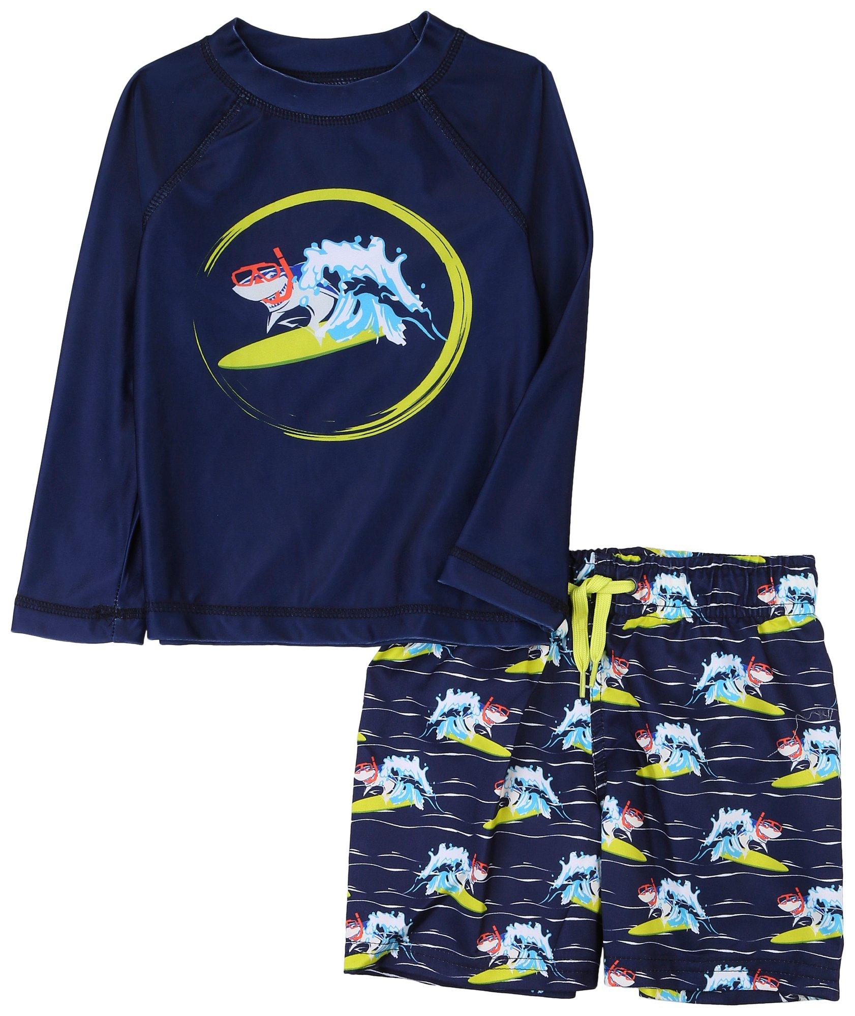 DOT & ZAZZ Toddler Boys 2-pc. Surf Shark Swimsuit Set