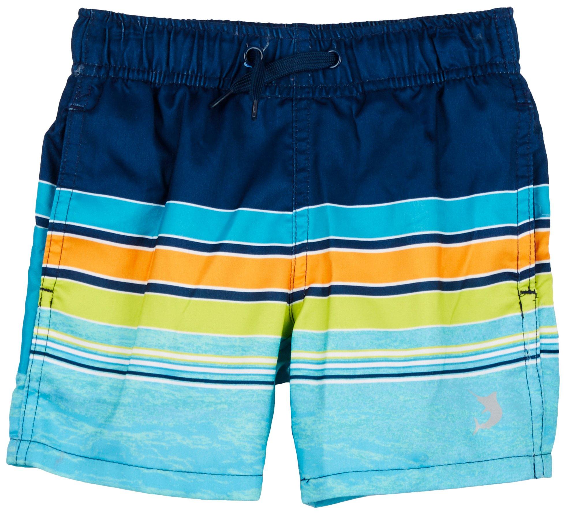 Toddler Boys Stripes Waves Swim Shorts