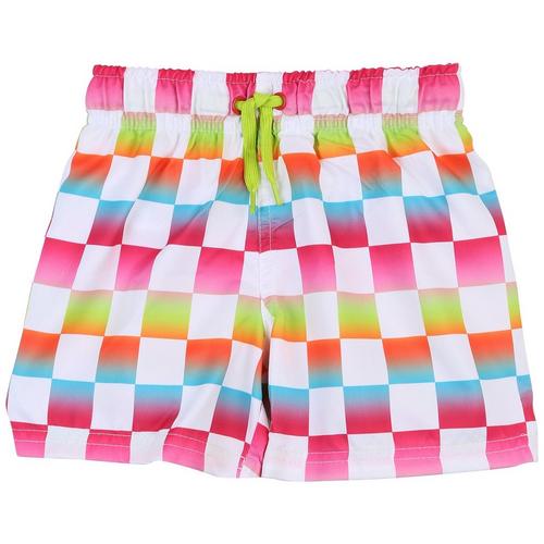 DOT & ZAZZ Toddler Boys Checkered Swim Shorts