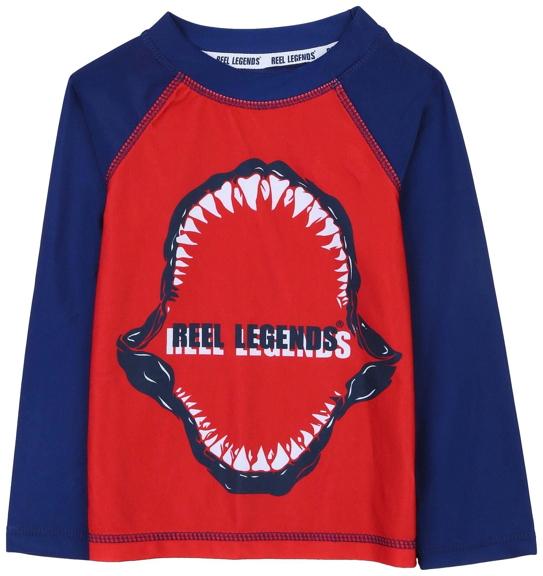 Reel Legends Toddler Boys Shark Jaw Long Sleeve Rashguard