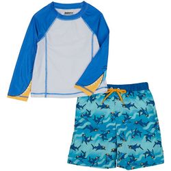 SwimFix Toddler Boys 2 Pc Lookin' Shark Swim Shorts Set
