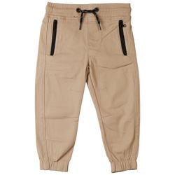 Toddler Solid Zipperd Pockets Twill Pants
