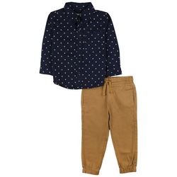 Toddler Boys 2-pc. Printed Woven Shirt & Twill Pants Set