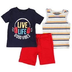 Toddler Boys 3-pc. Live Life Good Vibes Short Set