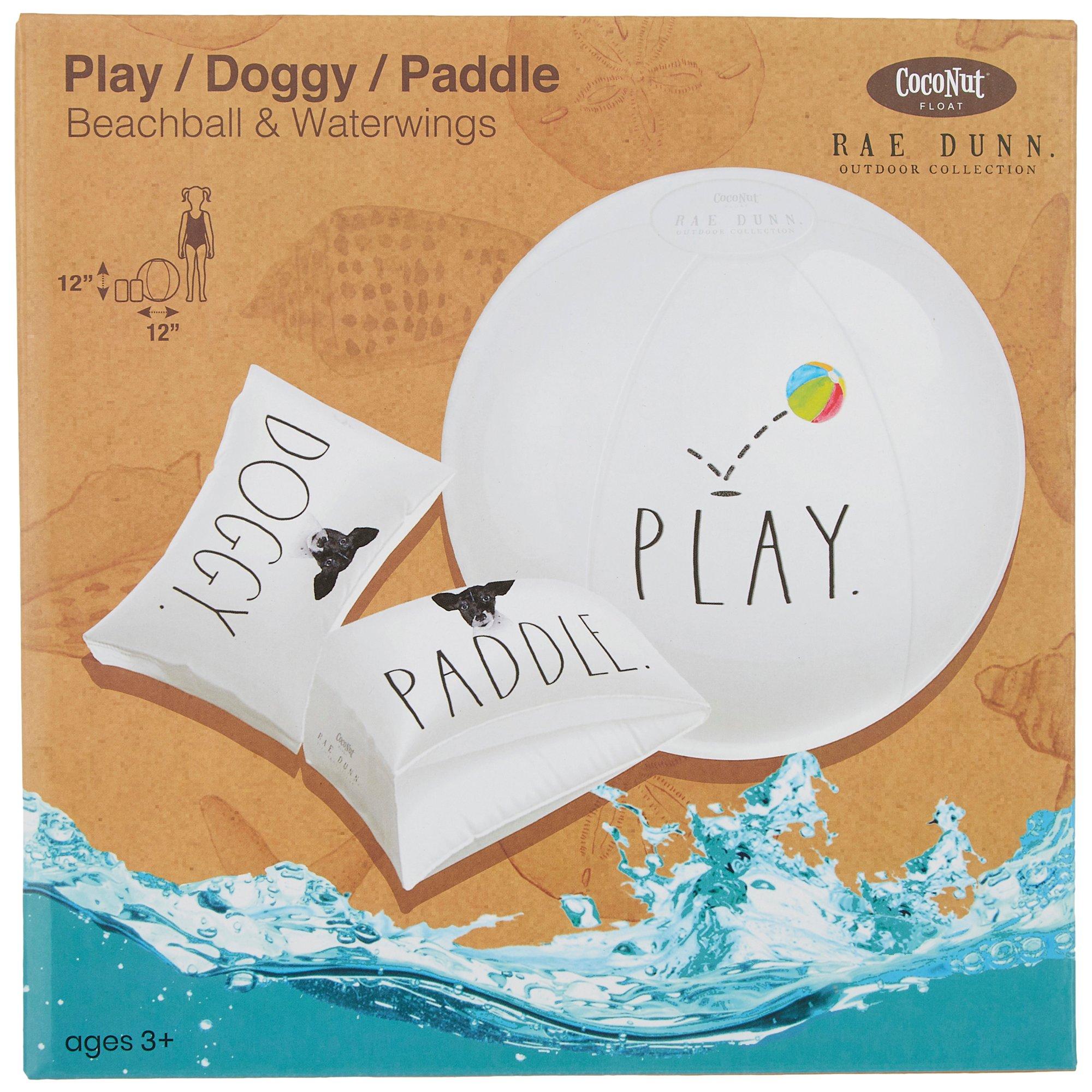 RAE DUNN Play Doggy Paddle Beachball & Waterwings