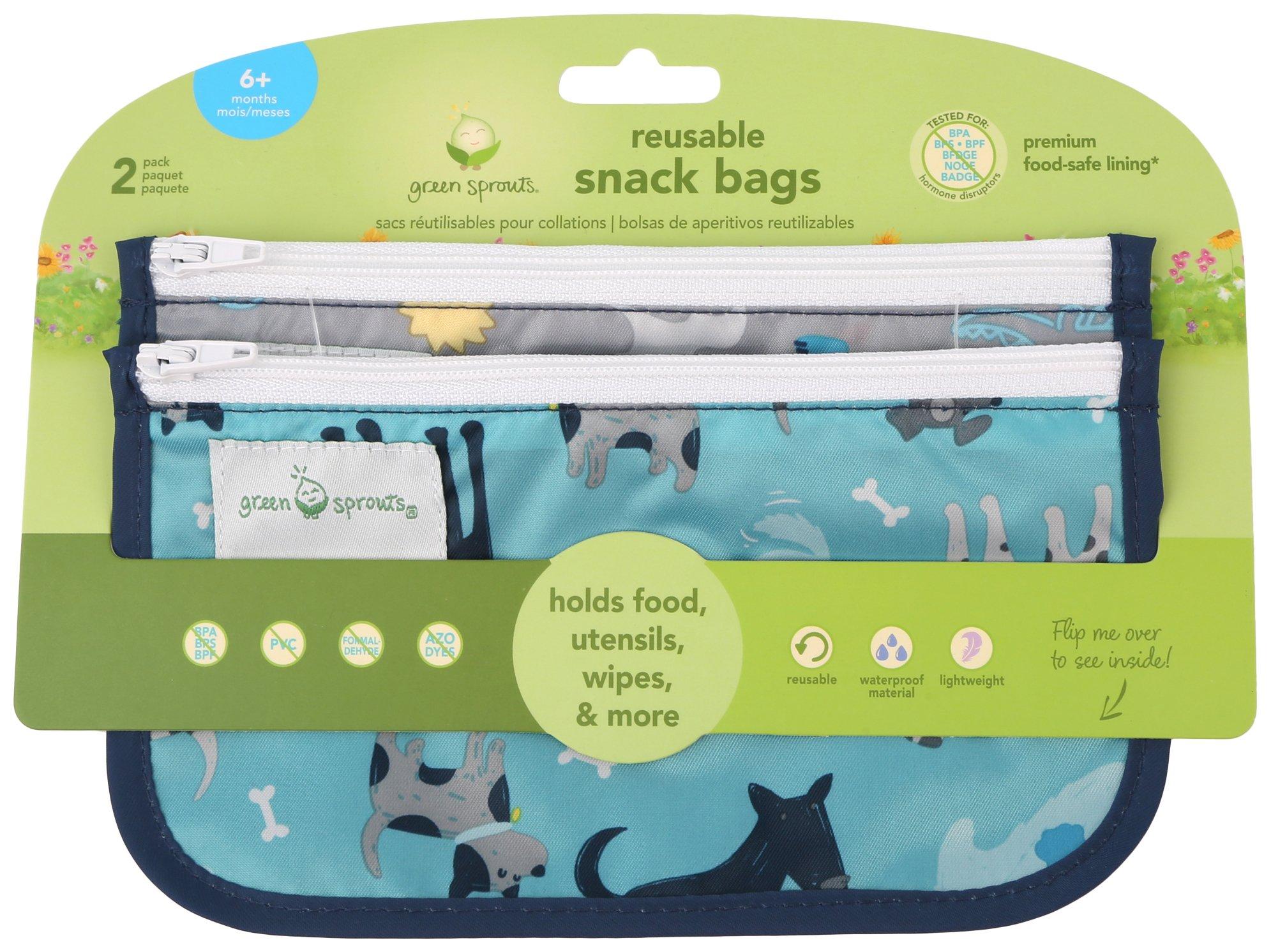 2 Pk. Dog & Dino Reusable Snack Bags