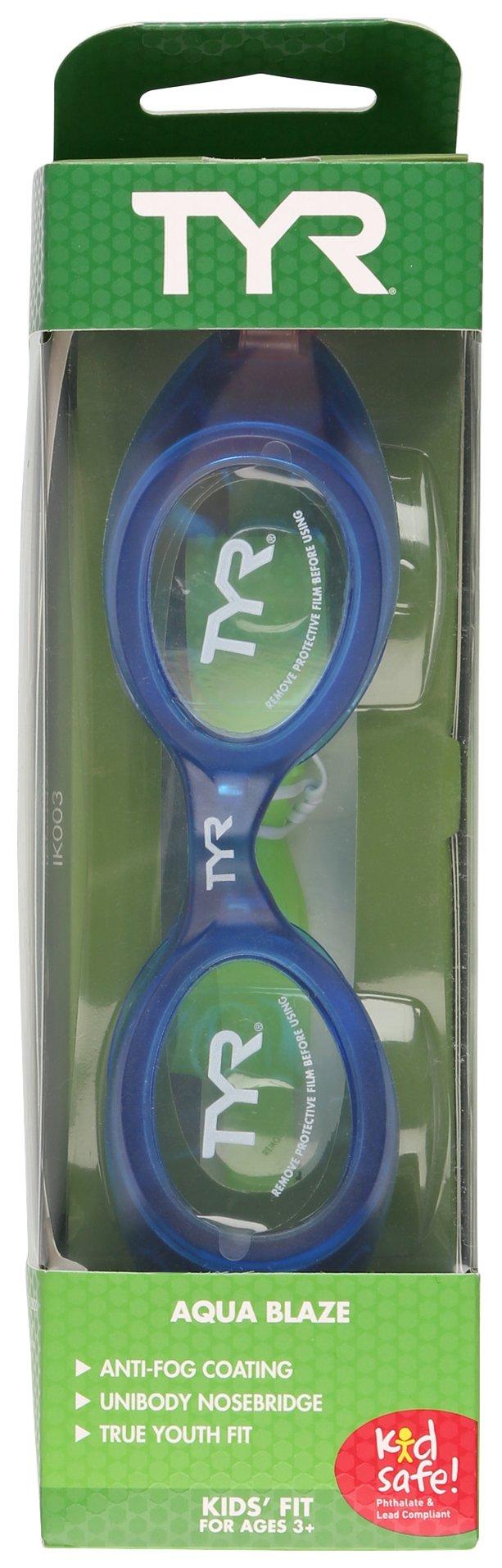TYR Solid Aquablaz Blue Swim Goggles