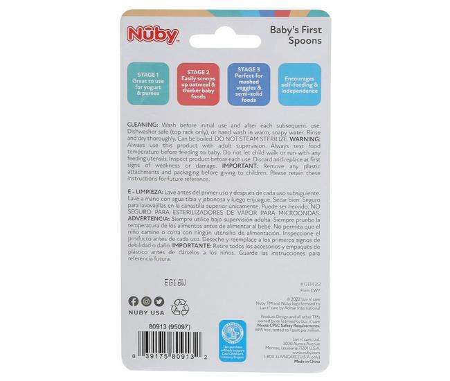 Nuby 3-Stage Silicone Baby's First Spoons - 6+ Months
