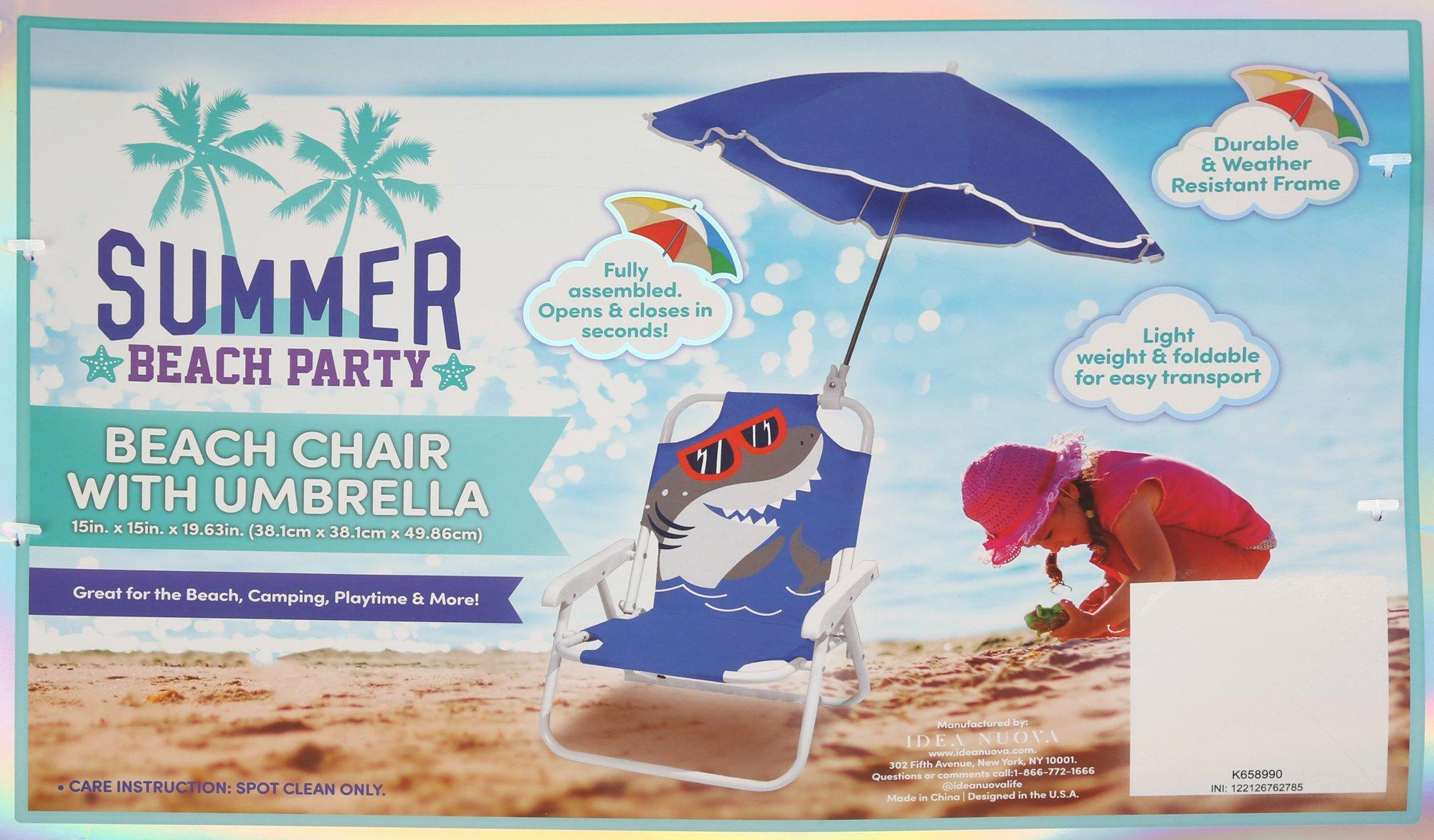 Idea Nouva Kids Shark Beach Chair and Umbrella Combo