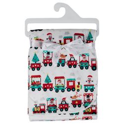 Betty & Bob Baby Holiday Train Christmas  Print Baby Blanket