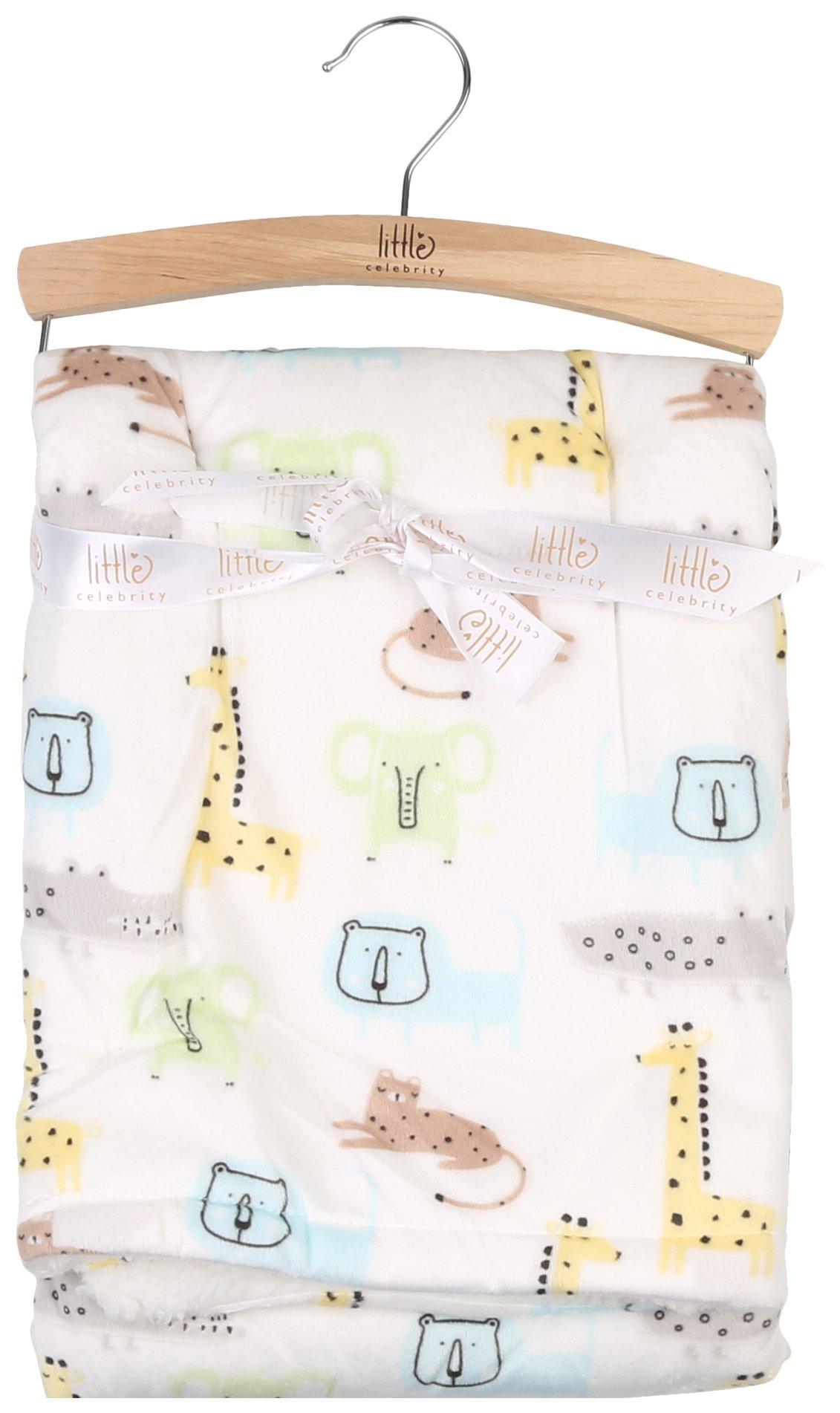 Baby Jack Safari Print Sherpa 30x40  Blanket