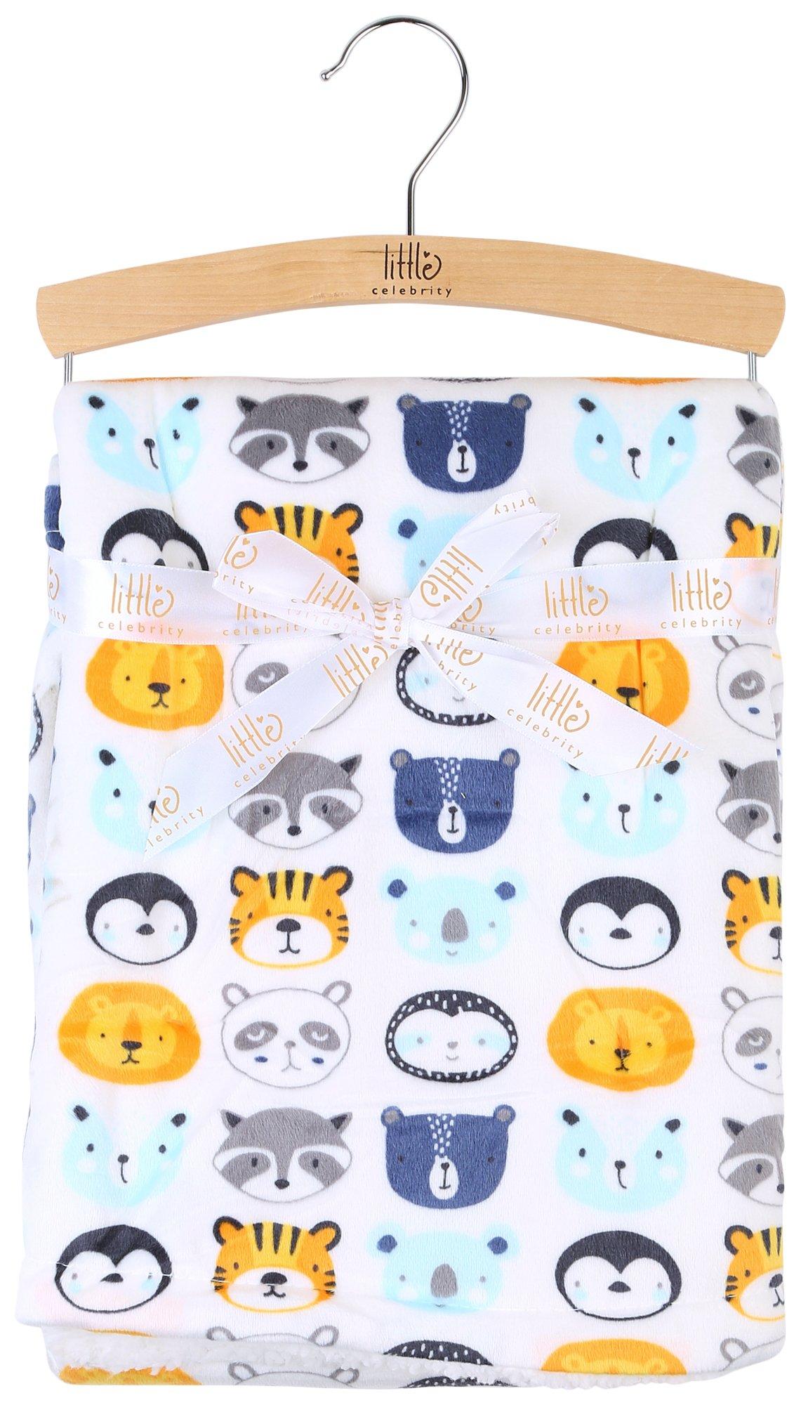 Little Celebrity Baby Daniel Animal Sherpa 30x40  Blanket