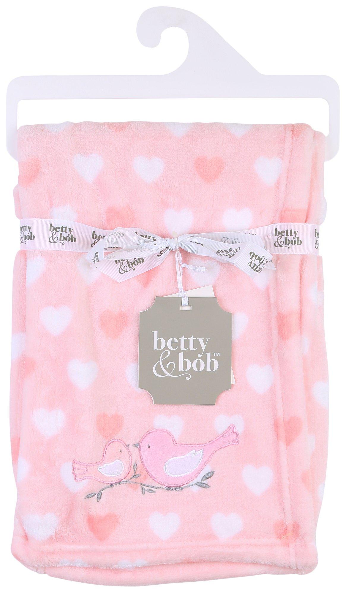 Betty & Bob Baby Girls Heart-Print Plush Blanket