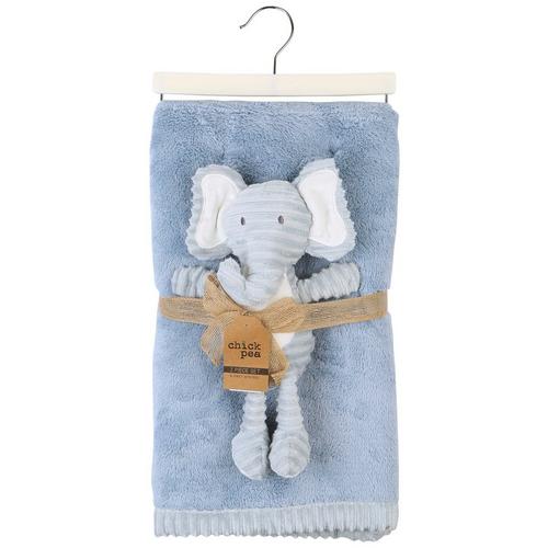 Baby 2-pk. 30in.x36in. Blue Blanket Elephant Plush Toy
