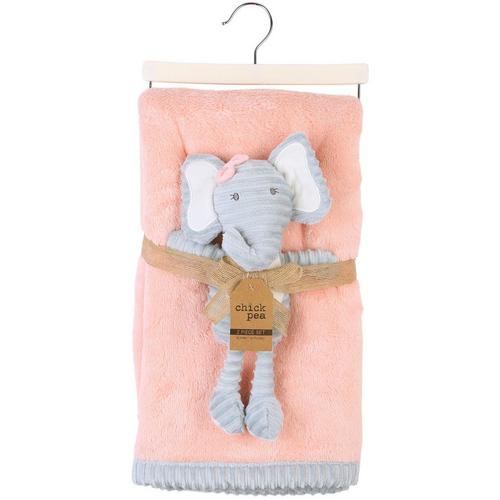 Baby 2-pk. 30in.x36in. Pink Blanket Elephant Plush Toy