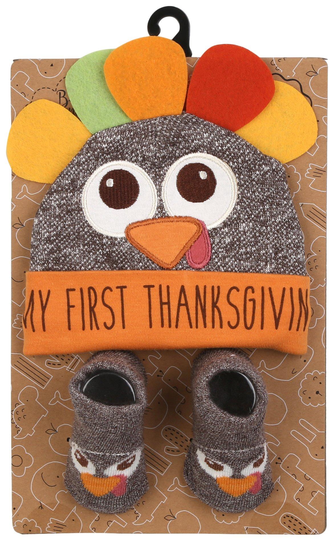 Baby Boys 3 Pc Turkey Hat & Socks Set