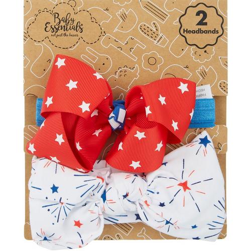 Baby Essentials 2pk Red/White/Blue Headwrap Collection Set
