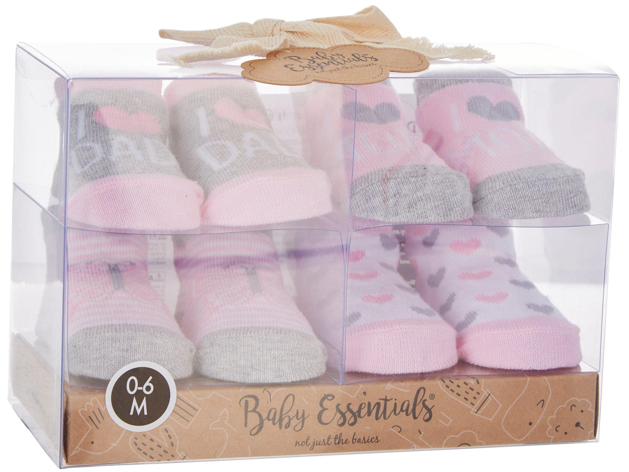Baby Girls 4-pk. Mom + Dad Crew Socks