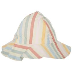 Baby Striped Bucket Sun Hat With Strap