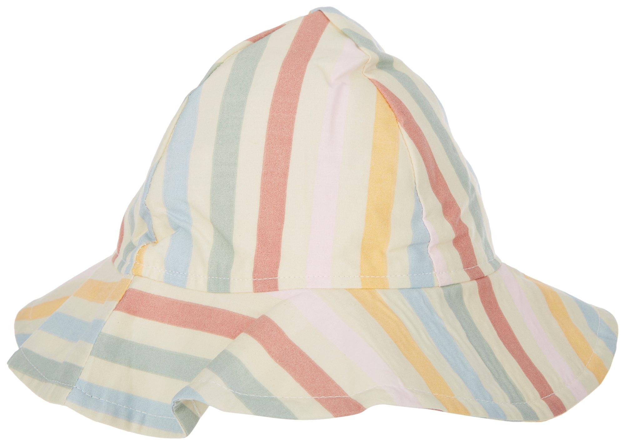 Baby Striped Bucket Sun Hat With Strap