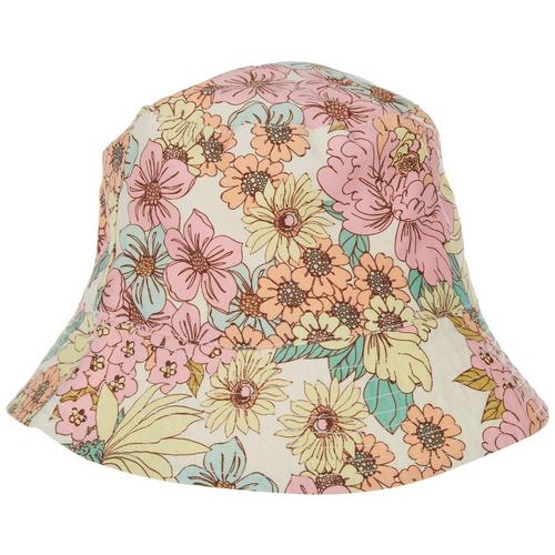 Baby 70'S Reversible Floral & Solid Bucket Sun