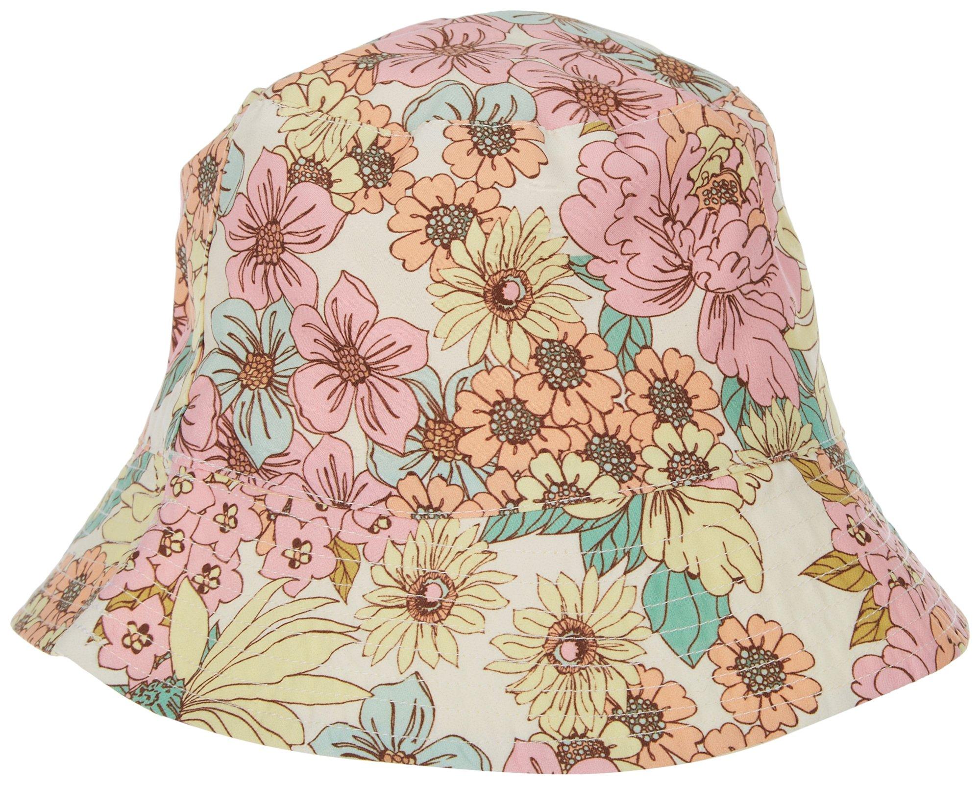 Baby 70'S Reversible Floral & Solid Bucket Sun Hat