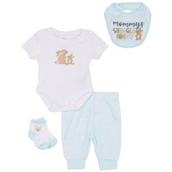 Baby Boys 4-pc. Mom Snuggle Creeper Pant Socks Bib Set