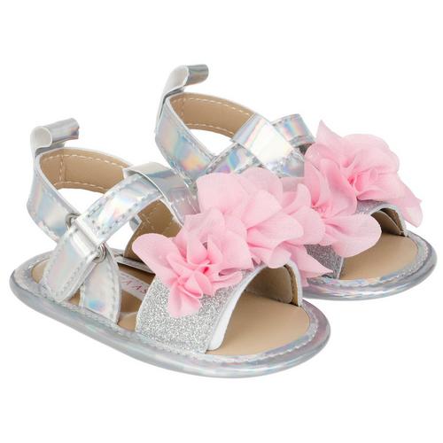Laura Ashley Toddler Girls Sparkle Flower Sandals