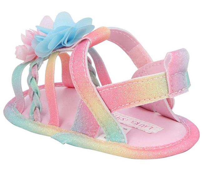 Laura Ashley Toddler Girls Rainbow Floral Braided Sandals